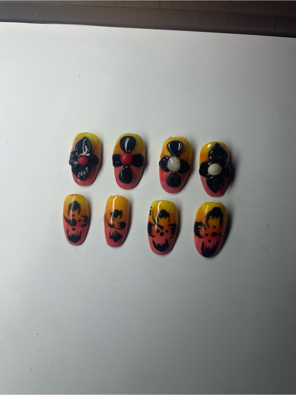 3D Sunset Ombré Cyber Y2K Flower Press On Nails